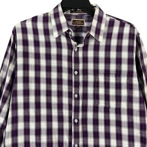 James Tattersall Shirt Mens XL Purple Plaid Business Casual Office Smart‎ Classy